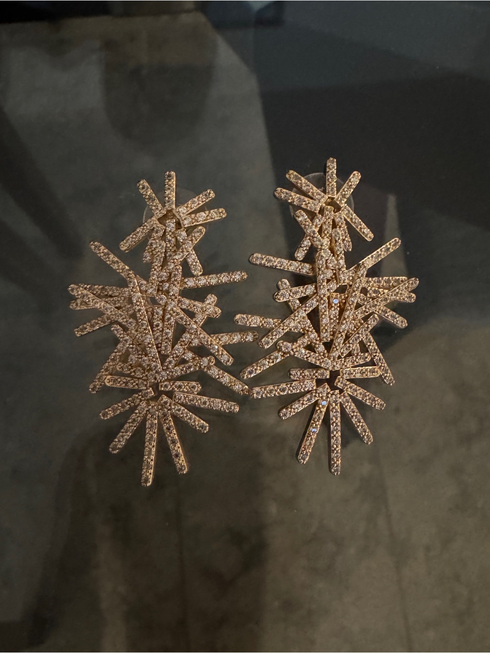 Gold Crystal Burst Drop Earrings — Glam Evening Statement